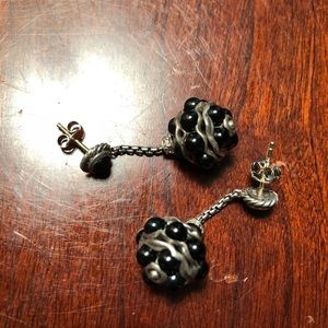 David Yurman Diamond Onyx Sterling Silver Earrings